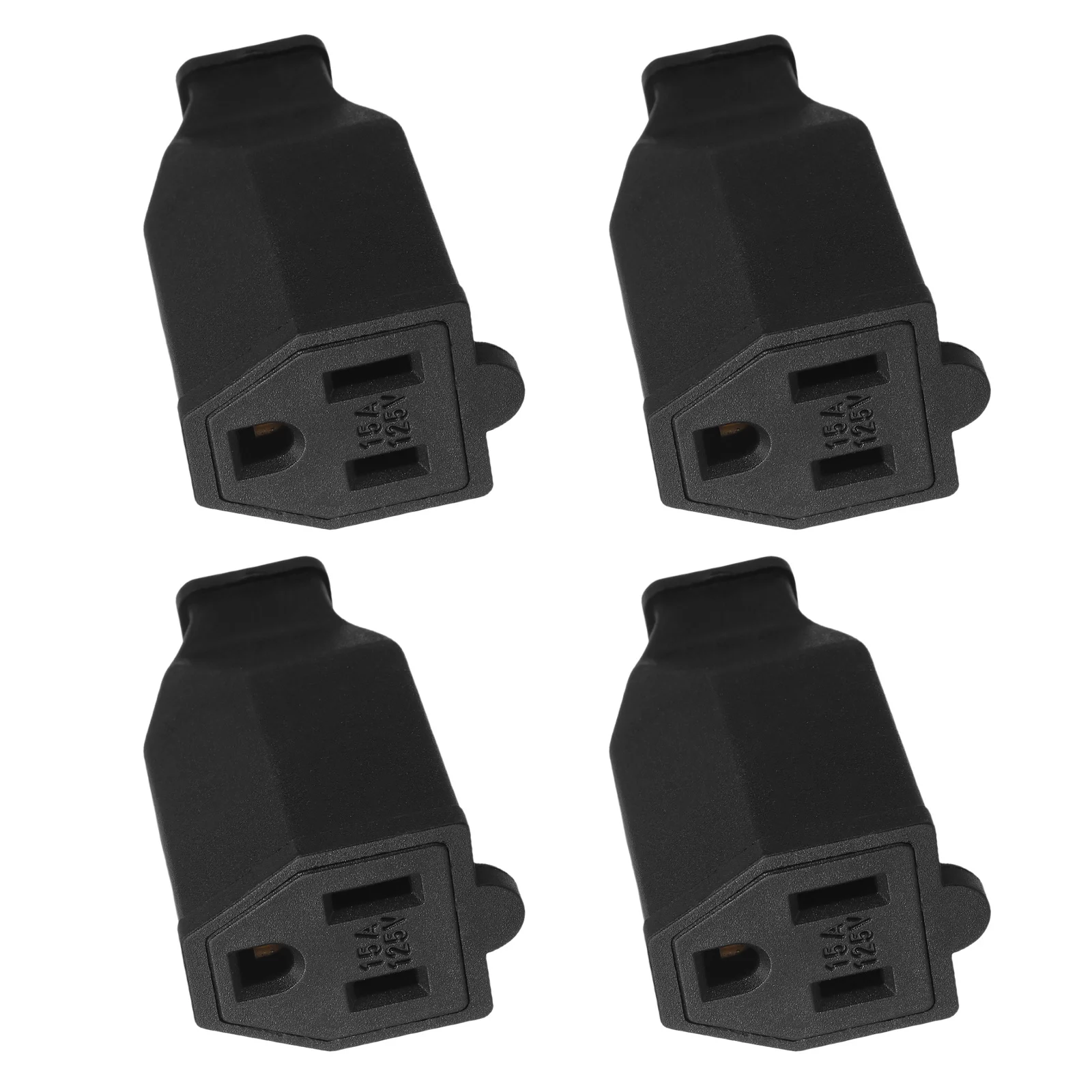 

4Pcs Female Electrical Plug End 3 Prong 15A 125V Grounding Plug 2-Pole 3-Wire Straight Blade Replacement for DIY Electrical Cord