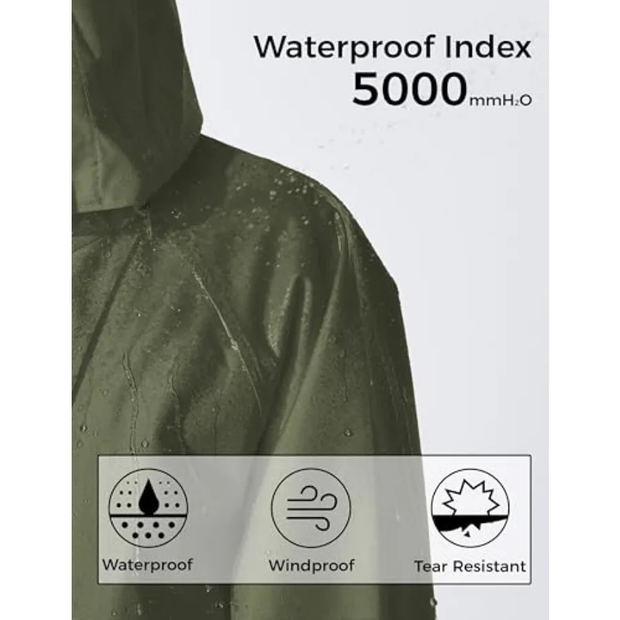 Ubon Women's Rain Coat Waterproof with Hood Long Raincoat Packable Rain Jacket Casual Windbreaker view 6
