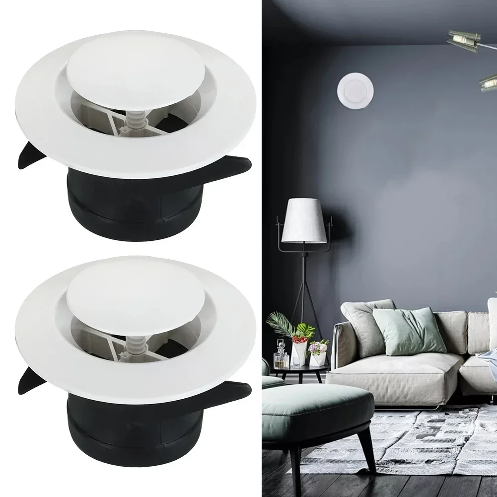 2pcs 3 Inch Round Air Vent Adjustable Ceiling Diffuser Grill Louver Soffit Vent ABS Plastic Diameter 120mm Height 65mm Home