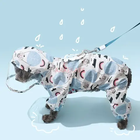 개 비옷, 비오는 날 작은 개 견인, 야외 활동용 테디 베어, 애완 동물 방지용 네 다리 옷