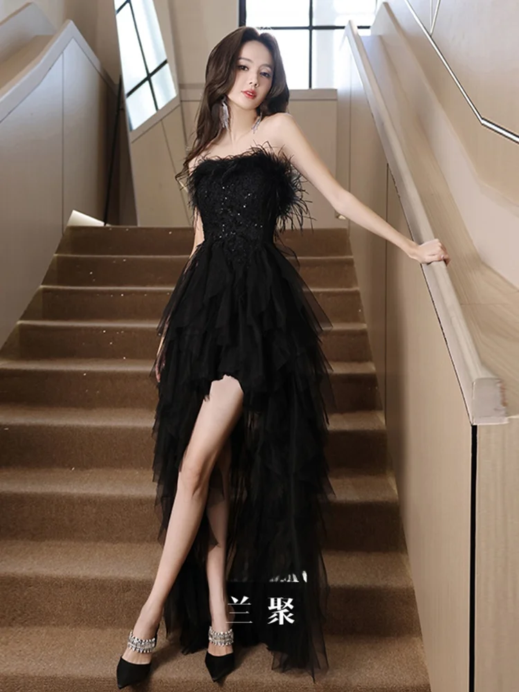 

Ele Bla Strapl Evening Gown aduation Par Dr Luxury Birthday Adult Ceremony Faionable Fitted Mid-Length Poly...