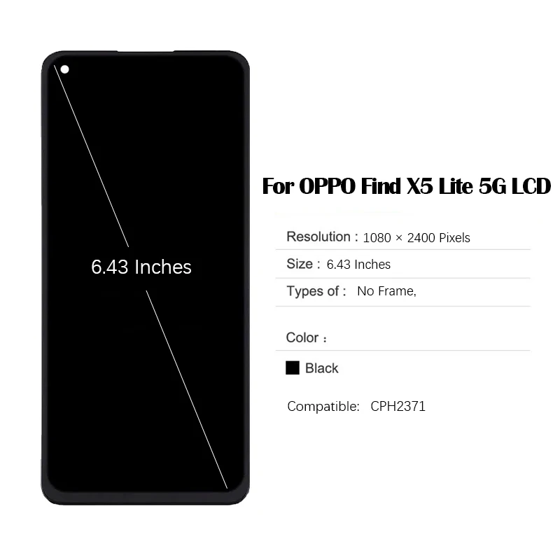 OLED LCD for 6.43 inches OPPO Find X5 Lite 5G CPH2371 LCD Touch Screen Digitizer Assembly with Repair Tool and Glue for F21s Pro