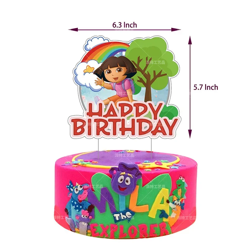 Dora Explorer Theme Party DIY Decorations Sets Latex Ballons Birthday Flag Banner Cake Topper Baby Shower Party Supplie Set Gift