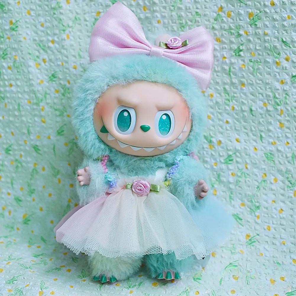 Arcobaleno con papillon Set di abiti per 17 cm Labubu Fata dei fiori Vestiti per bambole Moda Elegante abito fatto a mano Abiti Accessori per bambole