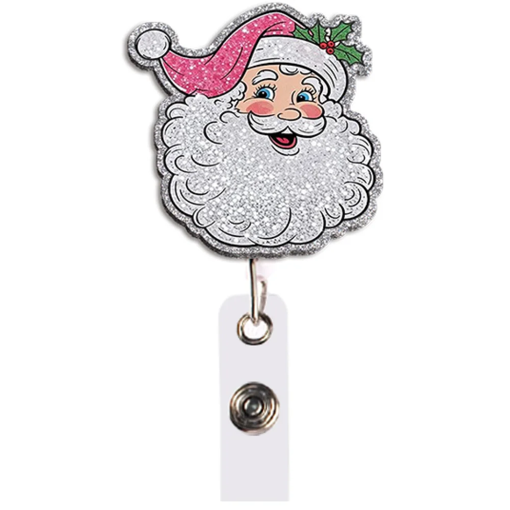 Christmas Badge Reel Retractable ID Holder Santa Snowman Ghost Penguin Reindeer Gift for Daily Use Travel Journal