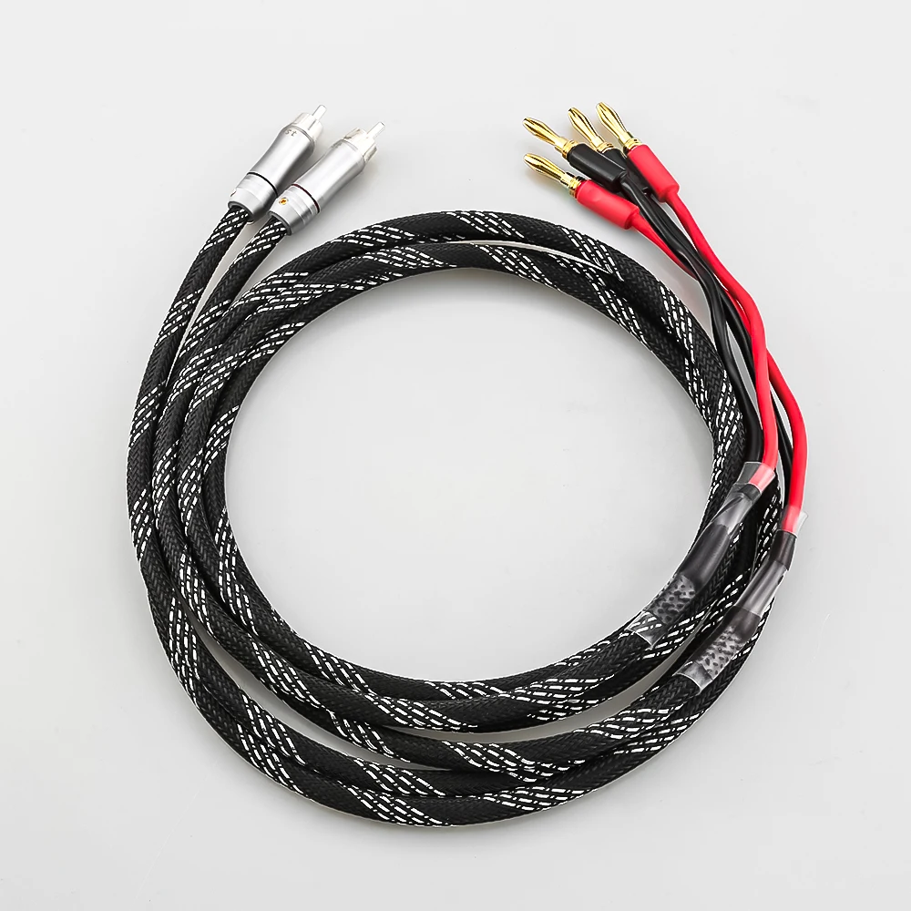 HiFi RCA To 2 Banana Canare Speaker Cable / Audio cable for AMP Soundbox Sub-woofer Gold Plating Audio Cable