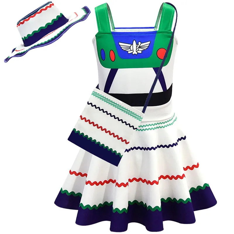 Buzz Lightyear Costume Girls Dress Cartoon Story Role Playing Dress up Party Clothing Long Pajama Dress Anime Frock Bo Peep Tutu