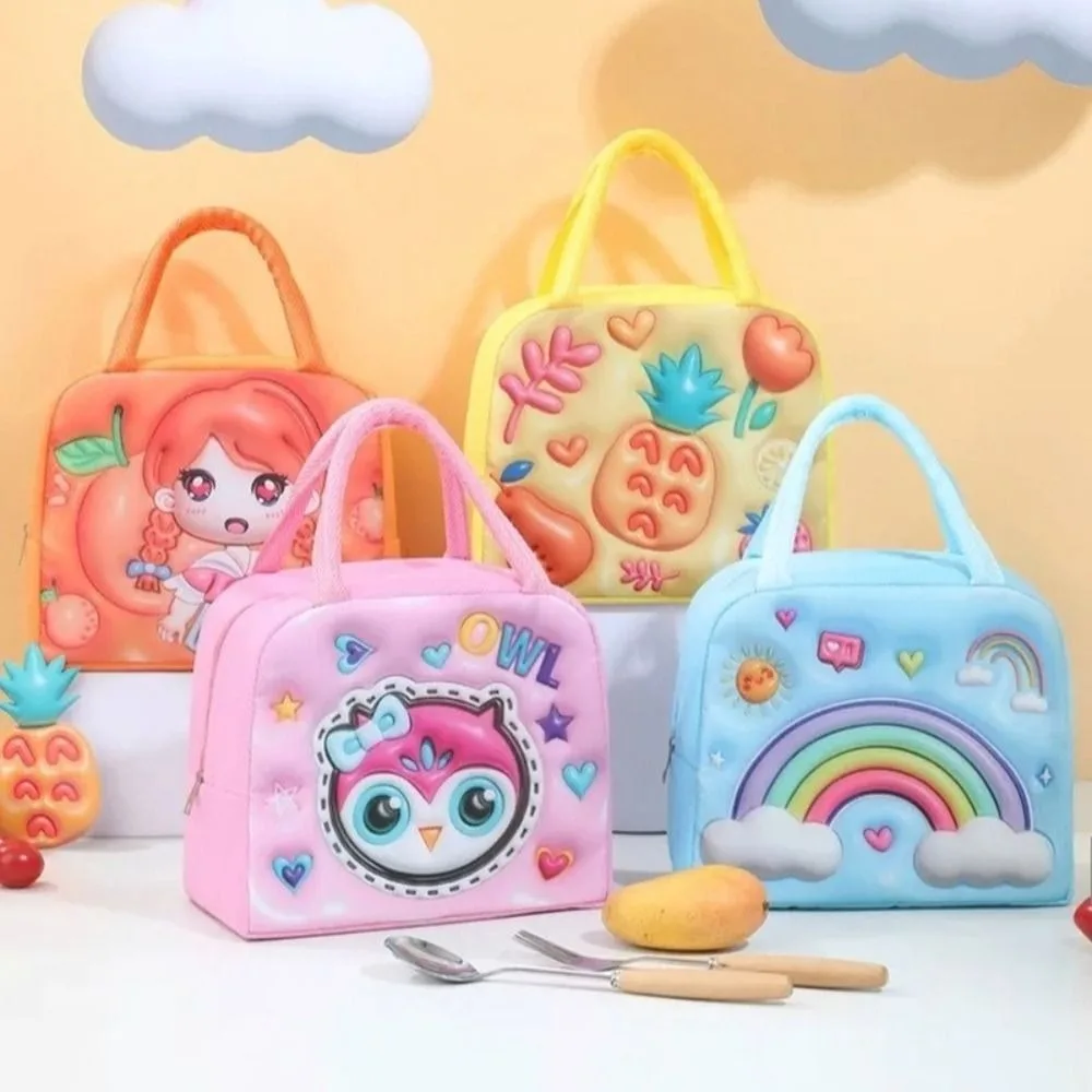 New 3D Children's Lunch Box Bag Cartoon Thickened Thermal Insulation Bag Aluminum Foil Cool Storage Fresh Storage Bag For Kids