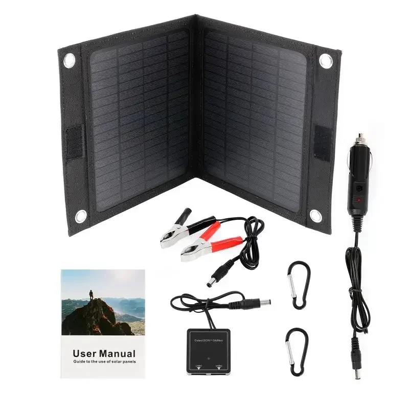 50W Foldable Solar Panel 12V USB Portable Folding Solar Cell For Phone Charge Power Bank For Outdoor Hiking Camping Traveling