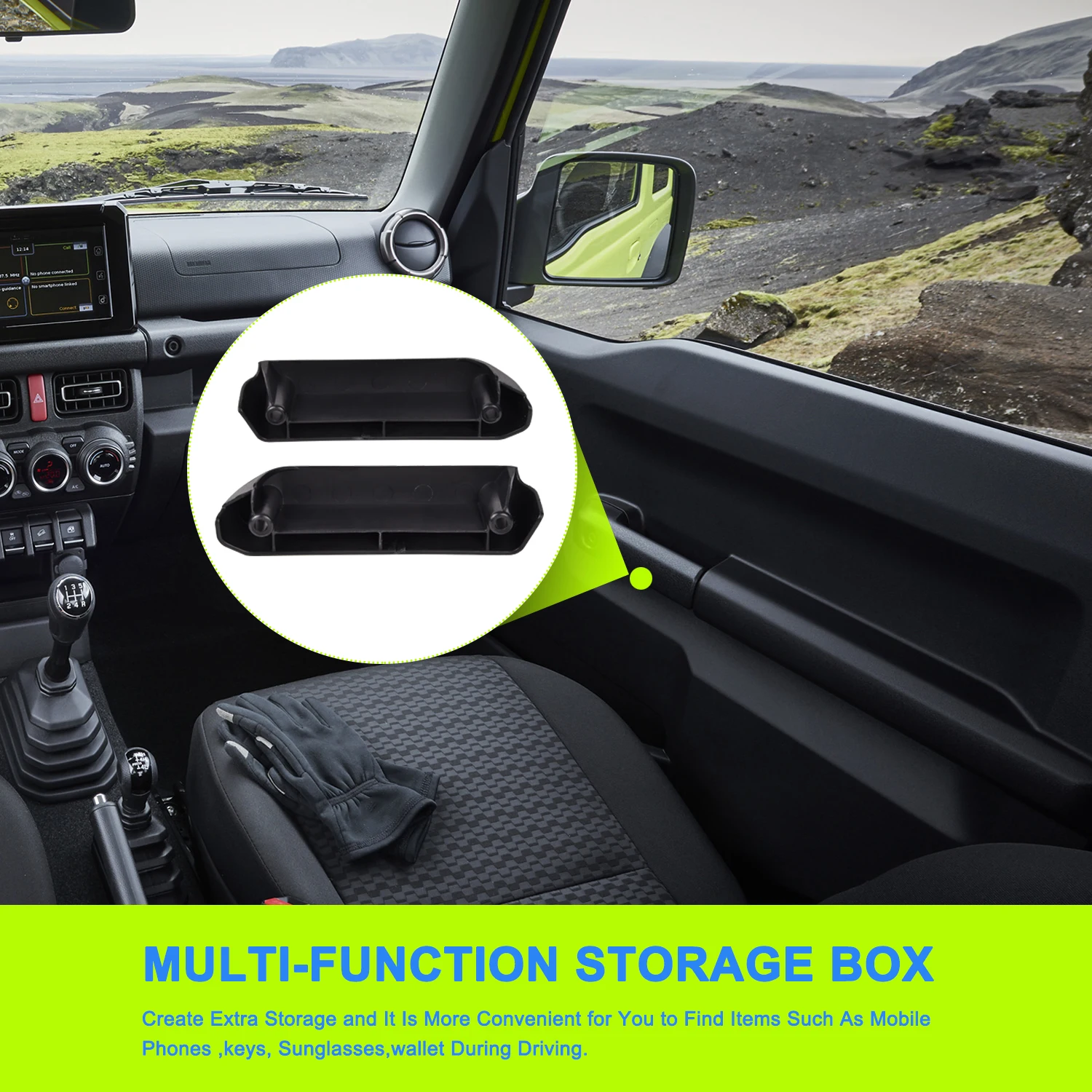 2PCS For Suzuki Jimny Sierra JB64 JB74 Door Inner Armrest Storage Box Containers Tray Organizer Stowing Tidying Box Accessories