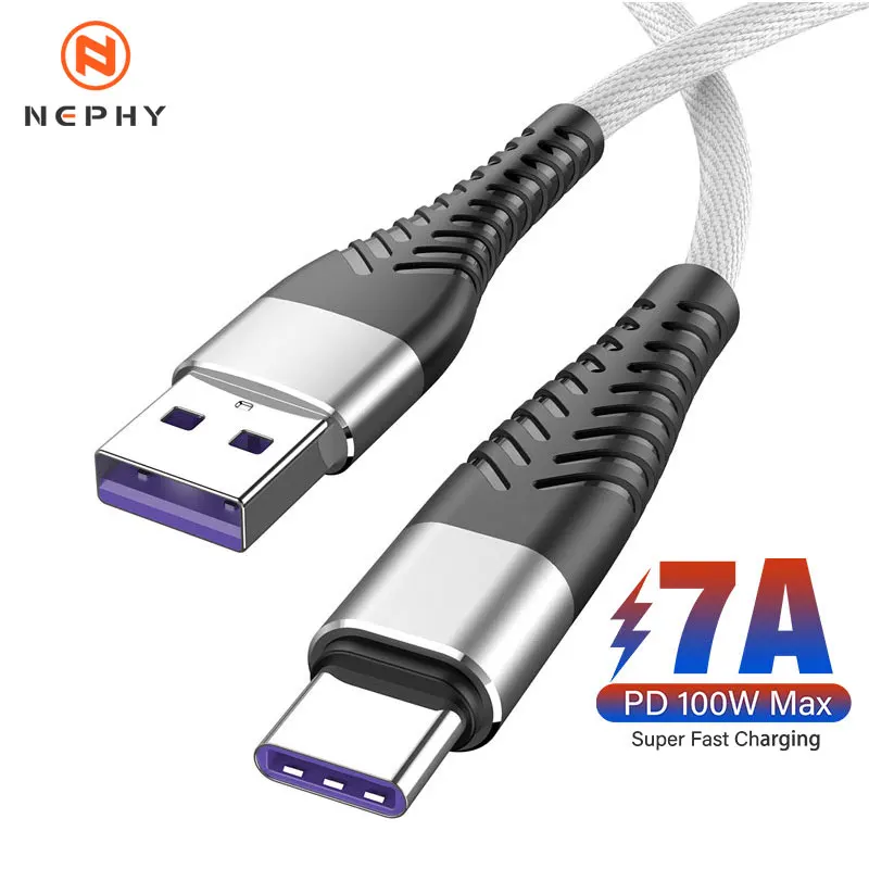 7A 100W USB C Type C Super-Fast Charge Cable for Huawei P30 P40 Mate 40 Pro Xiaomi Oneplus Realme OPPO Fast Charing Data Cord 3M