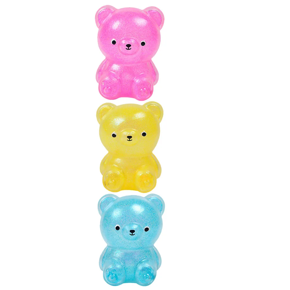 

3pcs TPR Bear Squeeze Toy Adorable Random Color Cartoon Design Birthday Favors Small Stretchy Toys