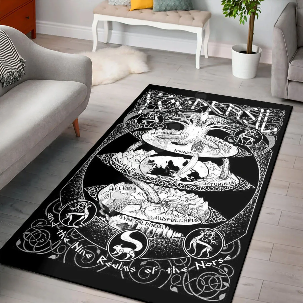 

Love Viking Norse Mythology Christmas Rectangle Rug 3D Print Parlor Mat Area Rug Anti-slip Large Carpet Rug Living Room Decor