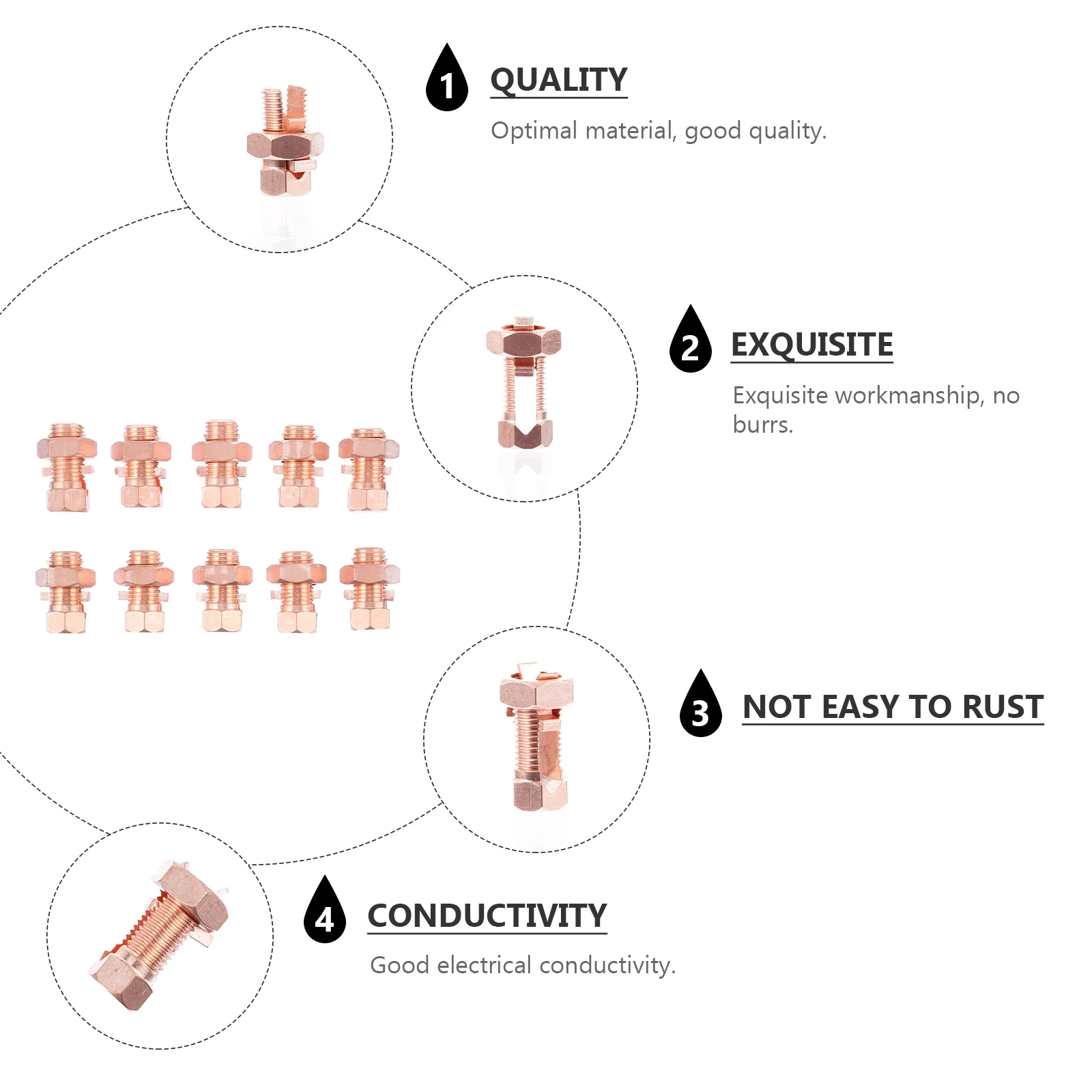 

10 шт. разъемные соединители, медный заземляющий разъемный болт, зажимы для проводов, высококачественные коррозионностойкие