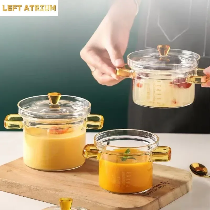 High Temperature Resistant Steamed Egg Soup Bowl Transparent Tableware with Scales Baby Food Supplement Glass Small Stew Cup