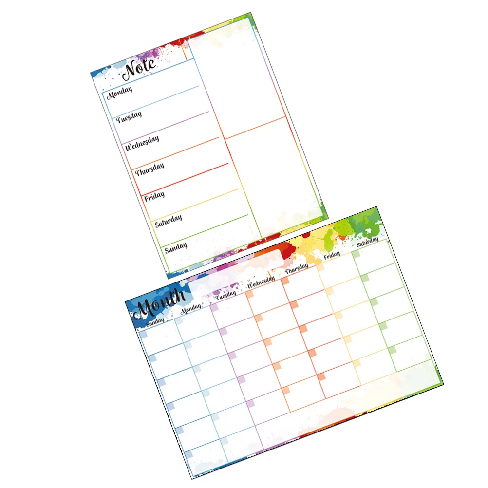 

2 Pcs White Board Calendar Dry Erase for Wall Weekly Meal Planner Fridge Refrigerators Advent