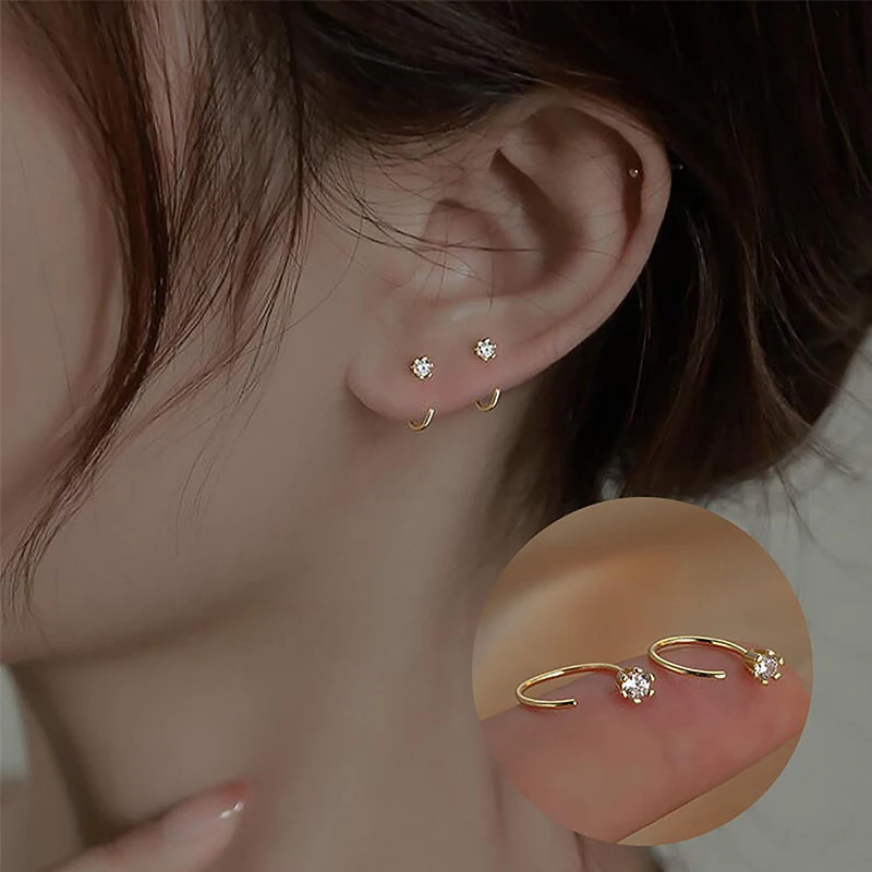 1Pair Crystal Stud Earrings For Woman Korean Fashion Jewelry Party Girls Elegant Earrings Accessories