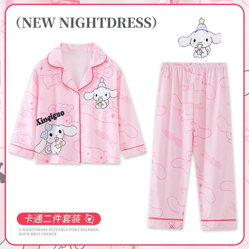 Sanrio Cartoon Kuromi Print Clothing Sets for Children Girls Jacket + Long Pants 2piece Autumn Baby Kids Teen Sweatsuits