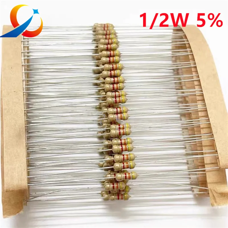 500PCS Carbon Film Widerstände 1/2W 5% 1R/1,2R/1,8R/2R/3R/4,7R/5,6R/10R/47R/100R/150R/390R/470R/560R/1K/2,2K/3K/5,1K/10K/47K NEUE – Detail 1