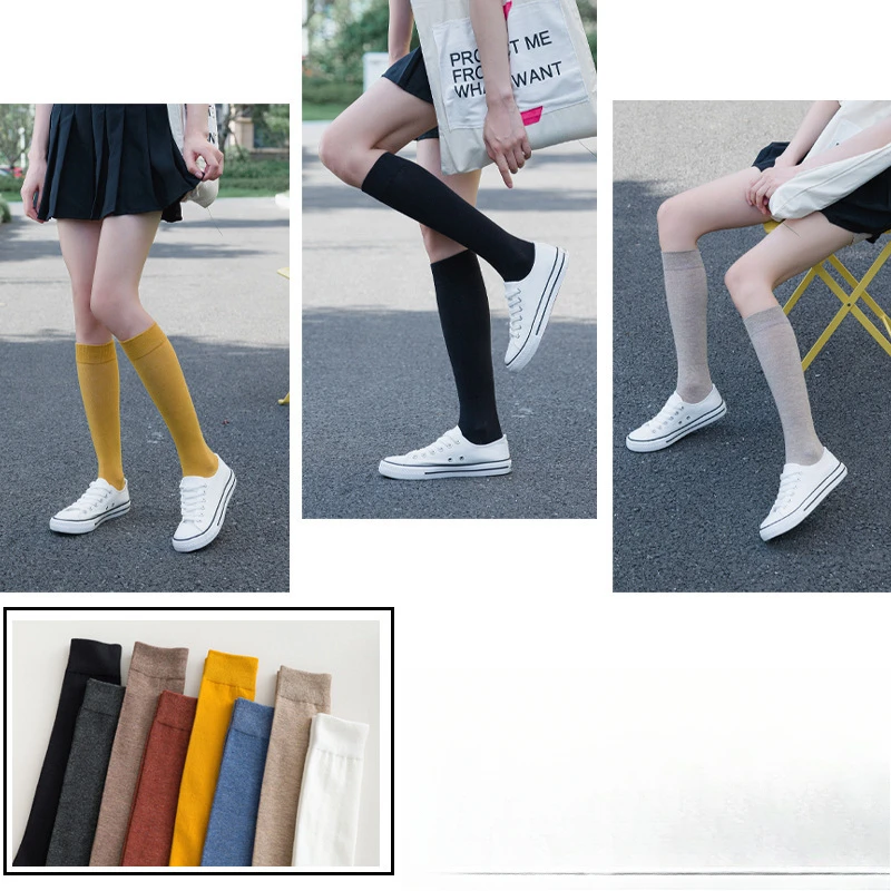 1-5 пар женских хлопковых гольфов черно-белые однотонные модные повседневные носки до середины икры женские вечерние сексуальные длинные носки для девочек