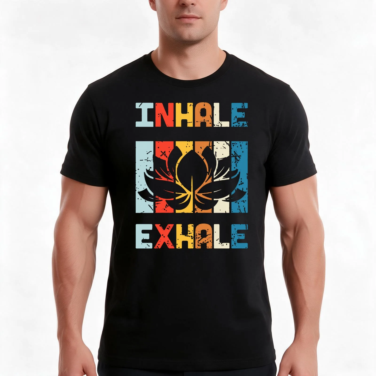 Inhale Exhale Vintage Yoga Meditation Yoga Lover T-Shirt Summer Casual Cotton Tee Oversized Streetwear Tops Unisex Men Women
