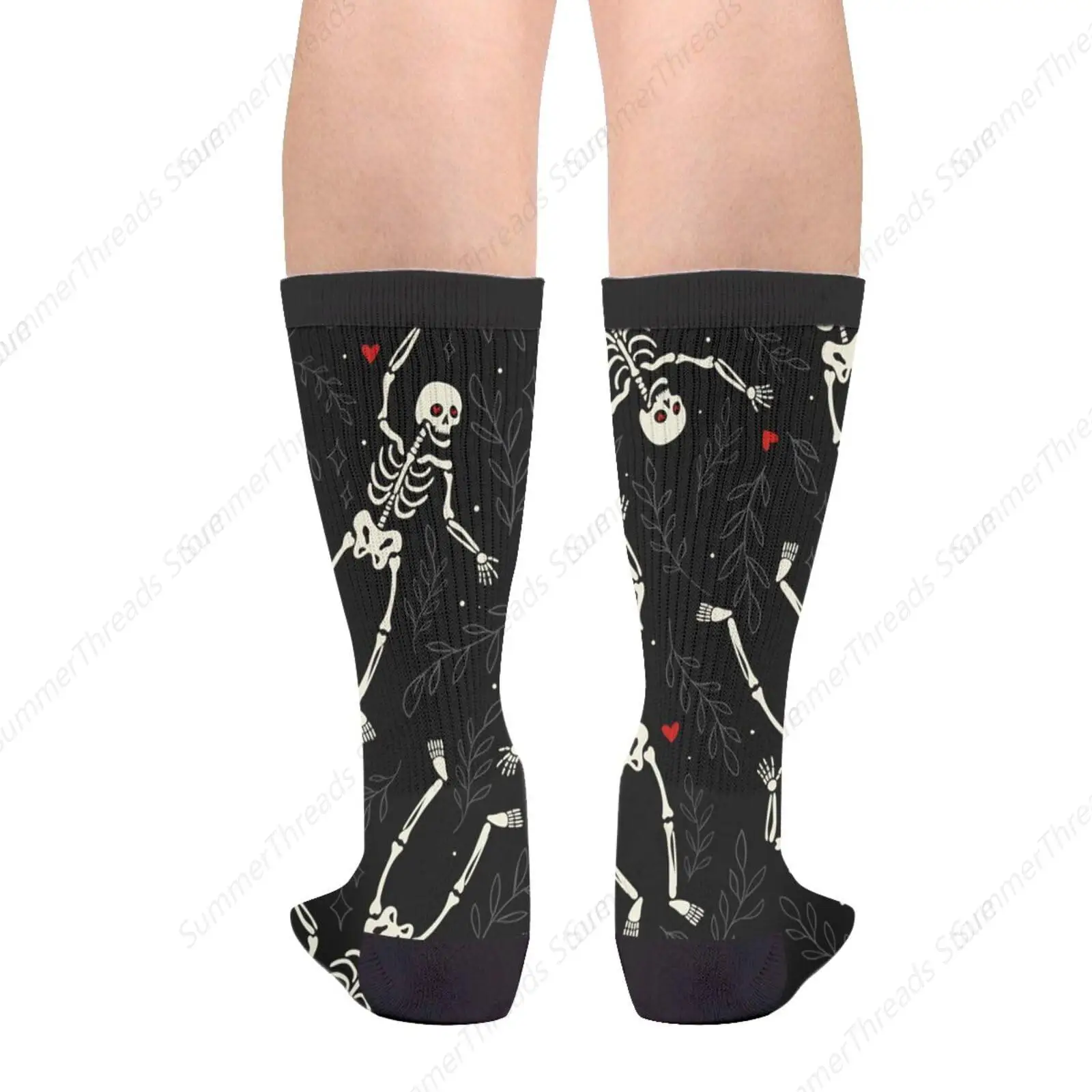 Happy Dancing Skeleton Novelty Crew Socks Casual Crazy Funny Dress Socks For Women Men Teens Gift