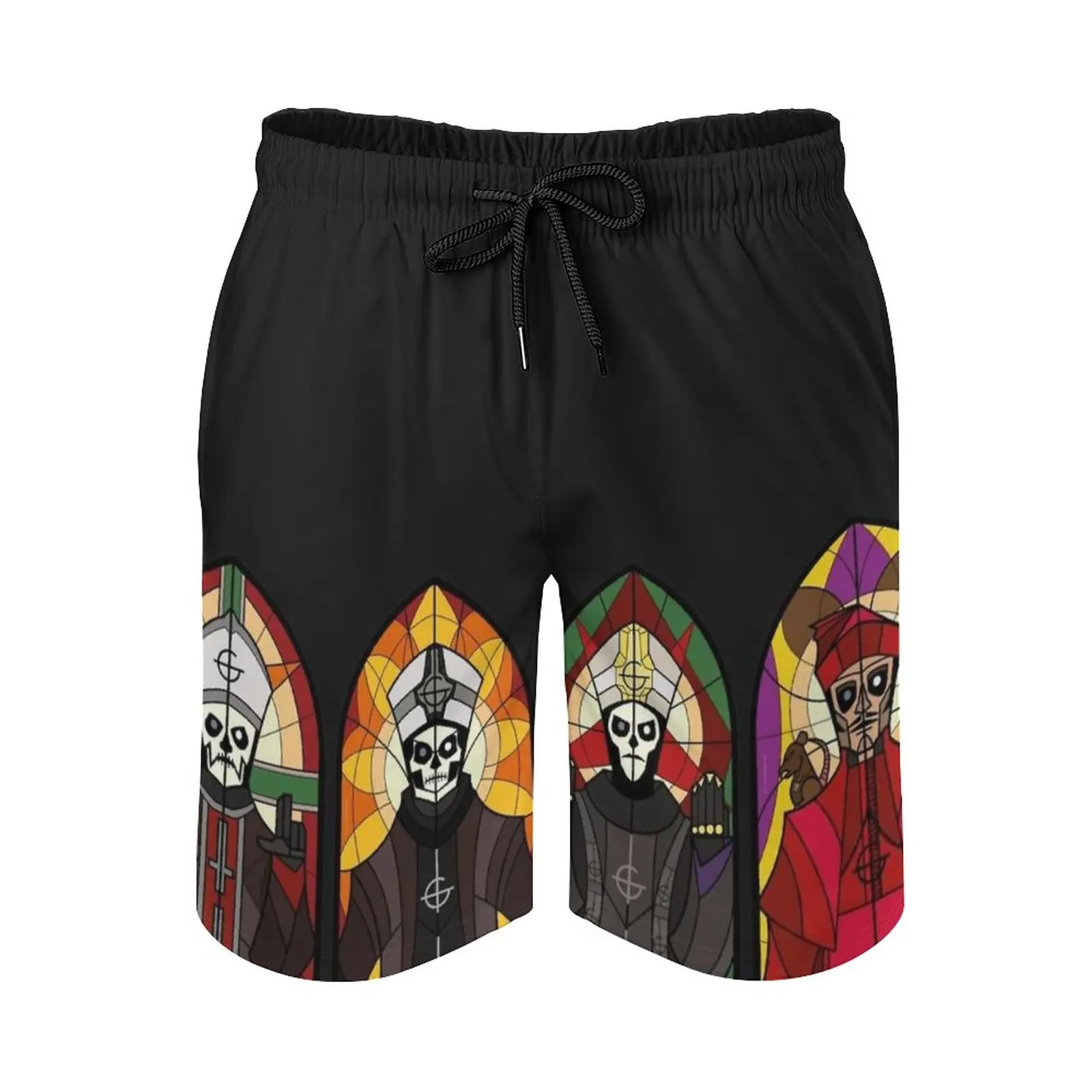 Pantaloncini da spiaggia da uomo del clero stampa 3D pantaloncini da Surf larghi pantaloncini Beachwear Ghost Band vetro colorato Grucifix Ghost