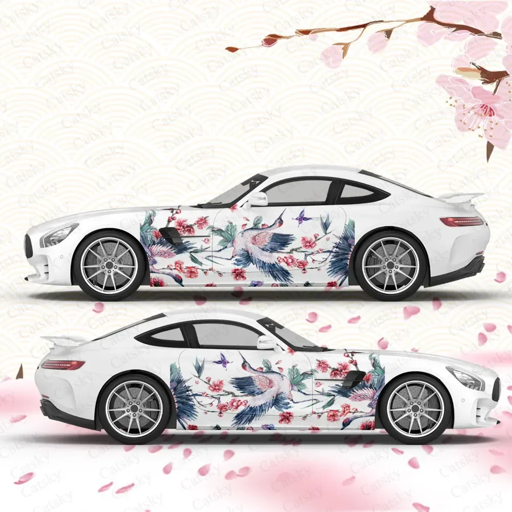 

Flowers Butterflies Colorful Car Vinyl Wraps Decal Self-adhesive PVC Sticker Suitable for Trucks SUV Decor Auto Accessories Gift