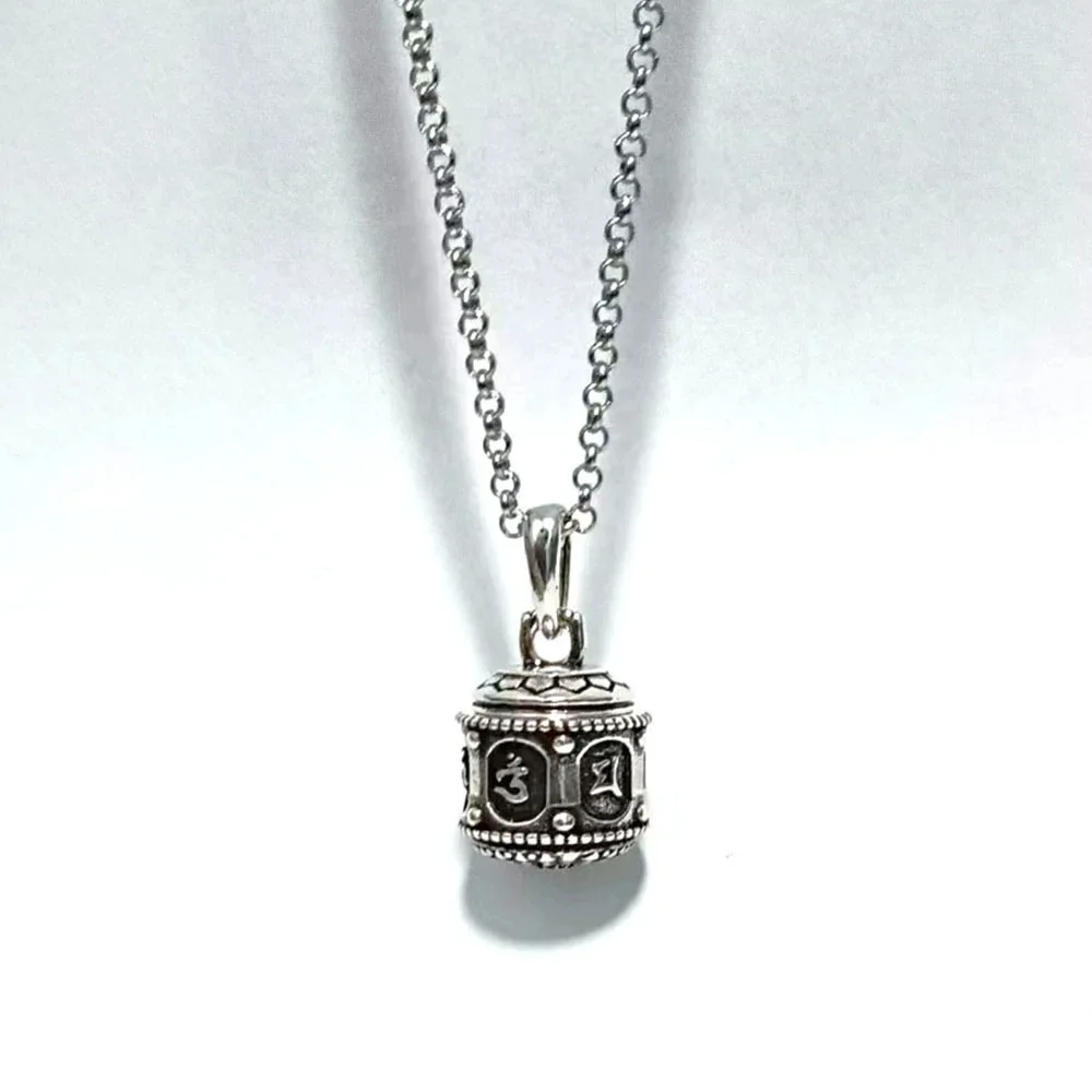 Vintage China-Chic Six Word Truth Pendant Necklace Amulet Male and Female Domineering Transfer Tube Classical Gawu Box Jewelry