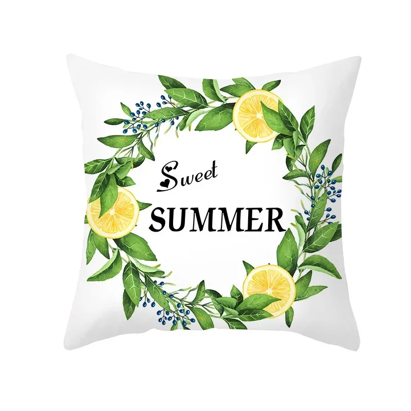 Nordic Summer Yellow Lemon Throw Pillow Cover Living Room Sofa Office Car Seat Waist Cushion   Home Decoration Short plush mater