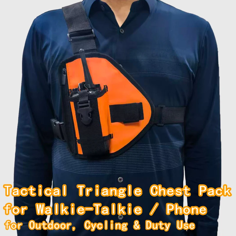 

Tactical Triangle Chest Bag, Multi-Pocket Waist Pack for Baofeng Motorola Kenwood Walkie-Talkie, Adjustable Strap, Unisex
