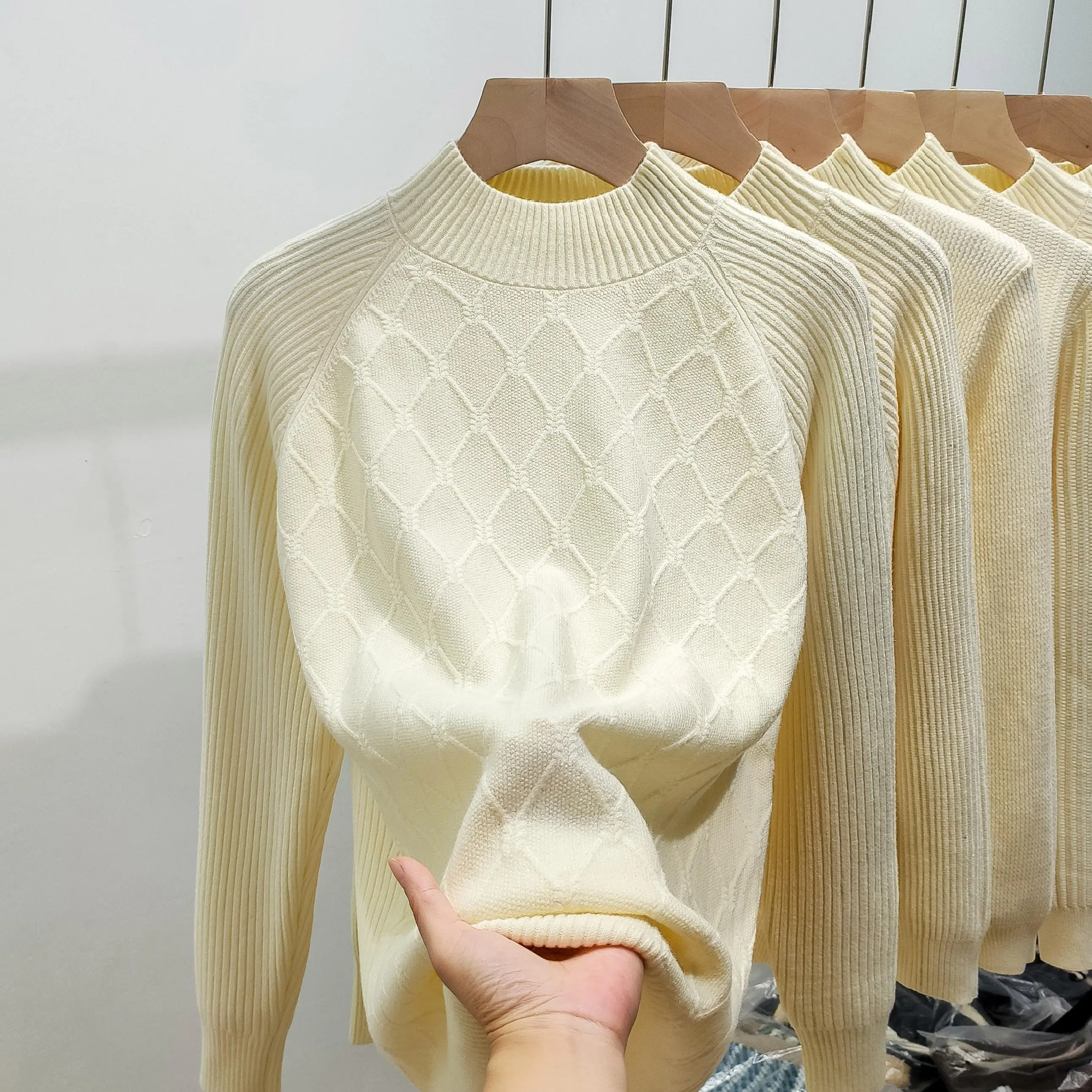 

Thiened вязаный свитер женский осенне-зимний новый Sle Long Sve f с высоким воротником свободная основа irt для поездок на работу Sle Faion