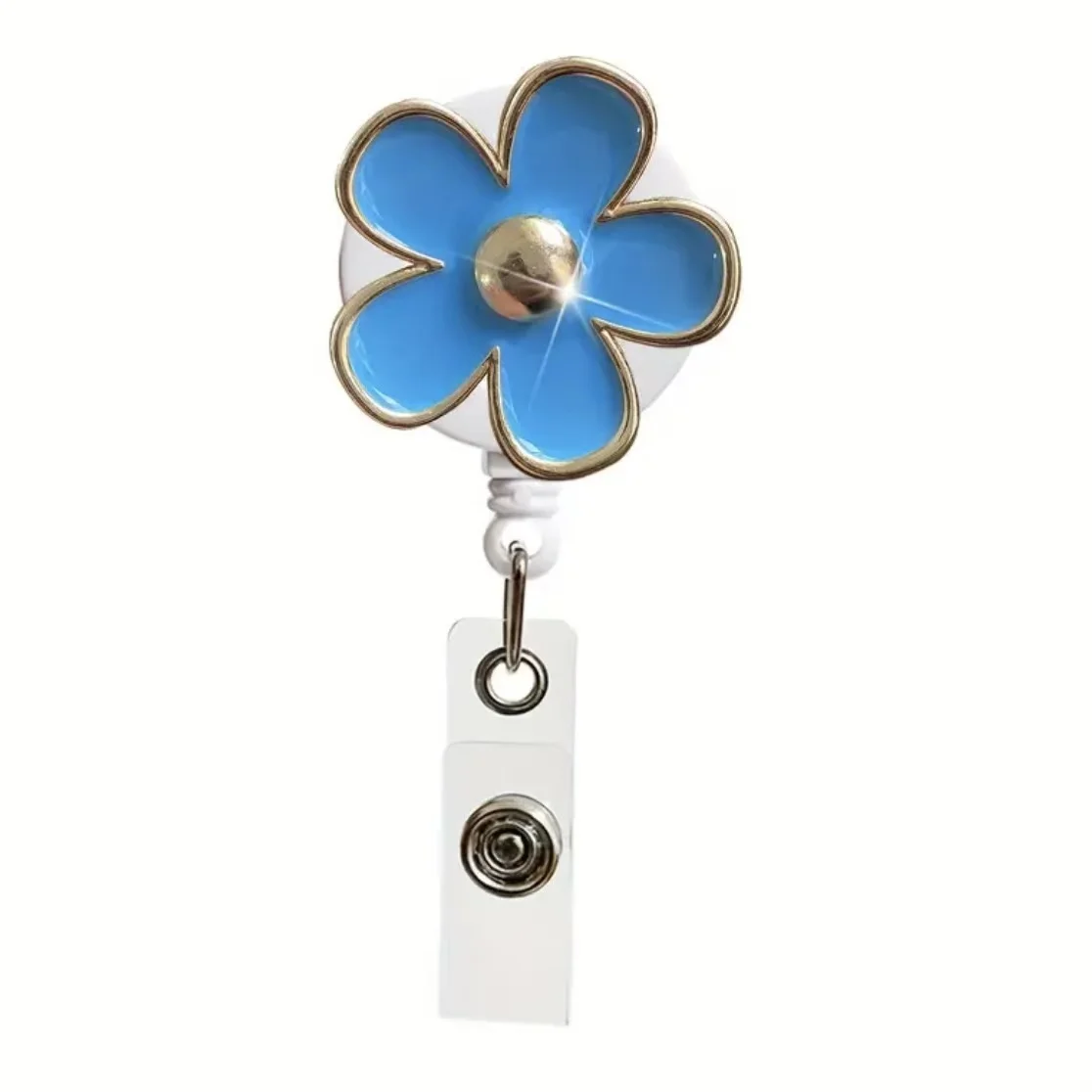 1pc flower Retractable Badge Reel with Metal Clip -360° Swivel Hook, Durable Nylon Cord For Nurses ，office,students,women