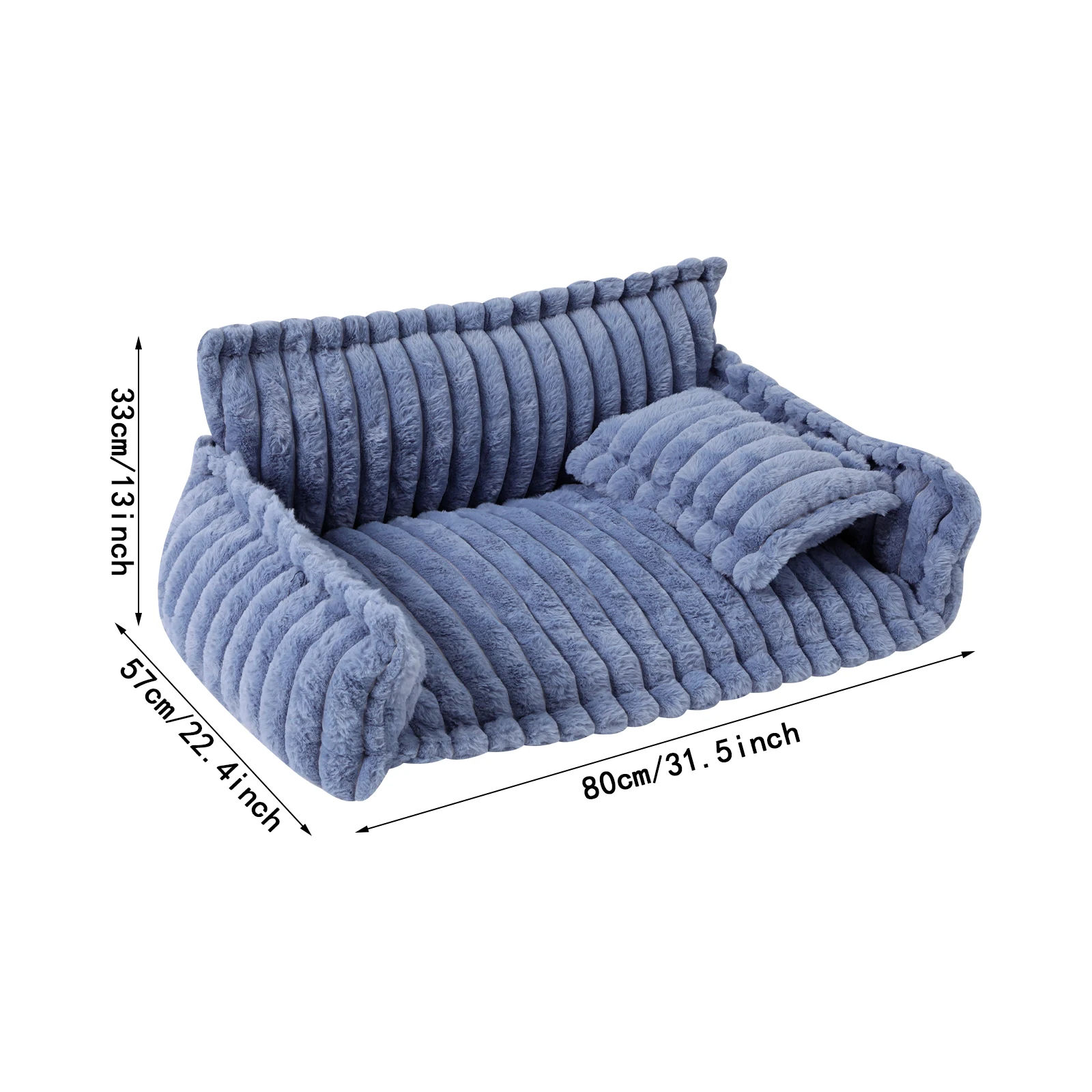 Sofá azul para mascotas con funda lavable extraíble y almohada para mascotas, camas esponjosas para gatos, sofá suave para mascotas