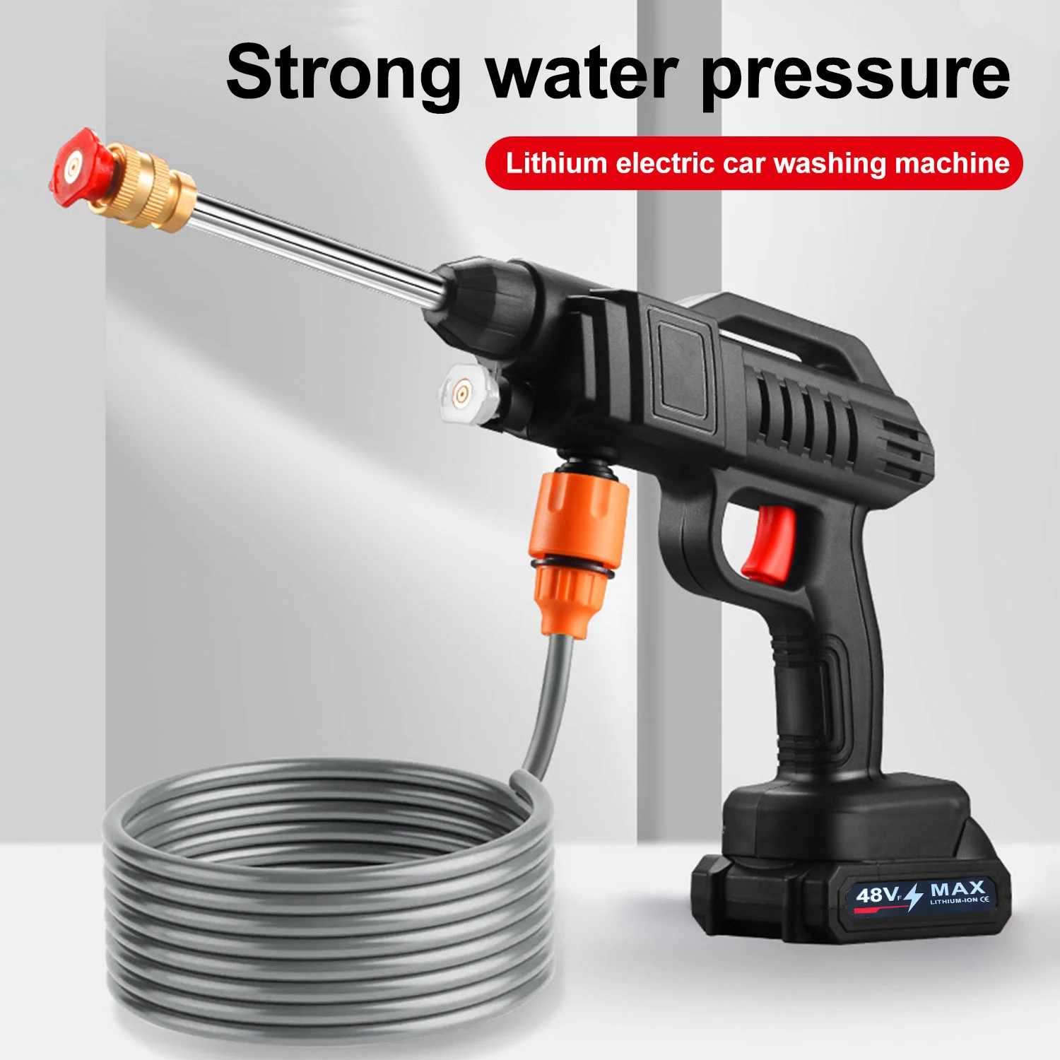 Idropulitrice portatile ad alta pressione senza fili, con motore in rame puro, pistola a spruzzo per acqua, sistema di autoadescamento, lavaggio auto senza fili, ideale per la pulizia di auto, patii,