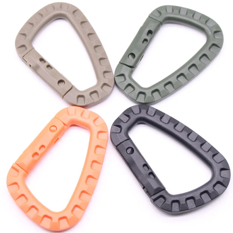 High quality plastic material D shape Mountaineering Buckle Snap Clip Plastic Steel Climbing Carabiner Hanging Keychain Hook