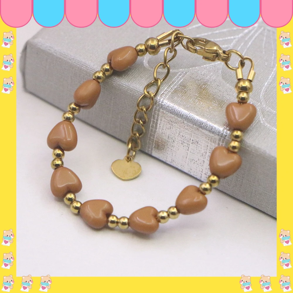 Pulsera de acero inoxidable con diseño de corazón para bebé, elegante y moderna, de alta gama, ideal como regalo para niña de un año, joyería para bautizo.