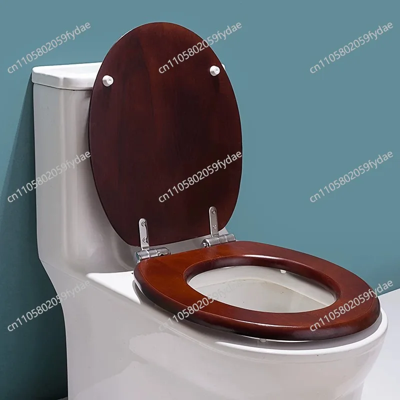 Thickened Universal Pure Solid Wood Toilet Cover Old-fashioned Toilet Cover O/V/U Type Walnut Color Log Bathroom Accessories
