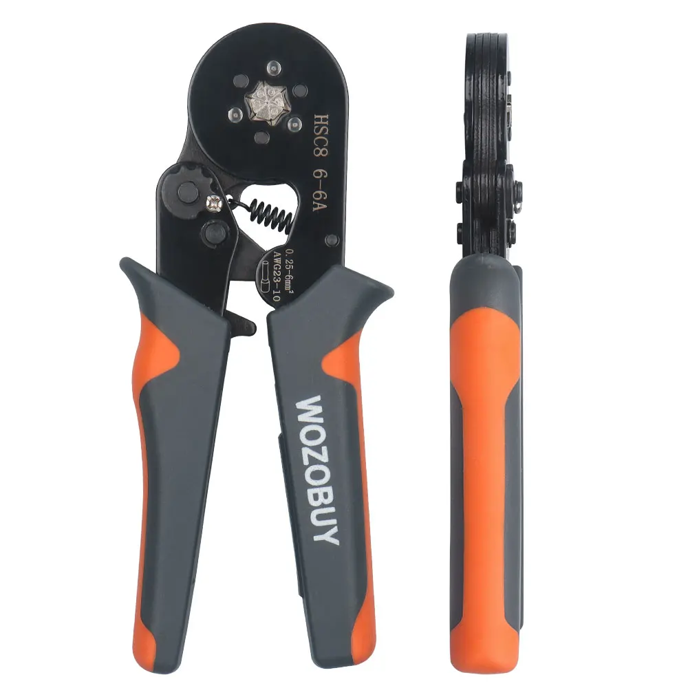 WOZOBUY Tubular Terminal Crimping Pliers HSC8 6-4/6-6（max 0.08-16mm²）wire mini Ferrule crimper tools  Household electrical kit