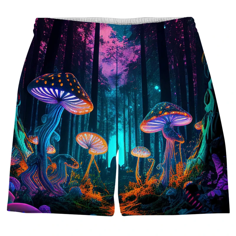 Summer Hawaiian 3D Printed Psychedelic Landscape Beach Shorts Men New Fashion Trendy Coconut Trees Graphic Trunks Short Pants