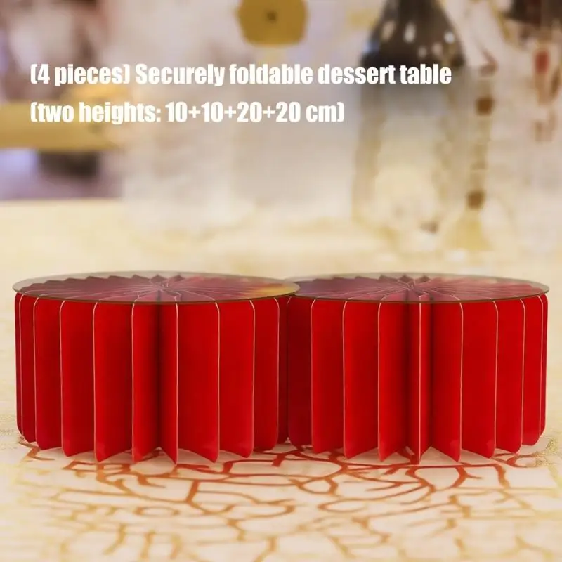 Pack of 4 Foldable Dessert Display Stands in 10 10 20 20cm Size for Multiple Tiers User Friendly Application Treats Holders X3UC