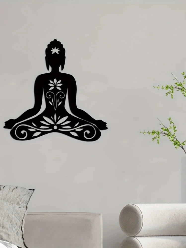 1pc Buddhism Theme Decor Wall Art Decorations, Indoor Livingroom Black Classic Room Decor Wall decor metal wall hanging gift