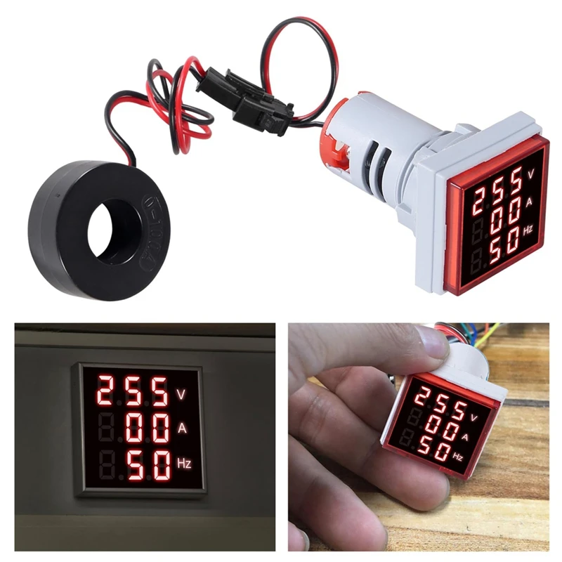 ABDJ-3Pcs 3 en 1 60-500V 0-100A AC voltímetro amperímetro Digital, pantalla LED Detector de voltaje medidor de corriente