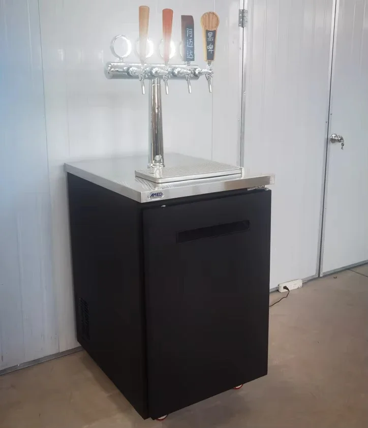 

4 barrel or keg beer cooler dispenser with beer tower