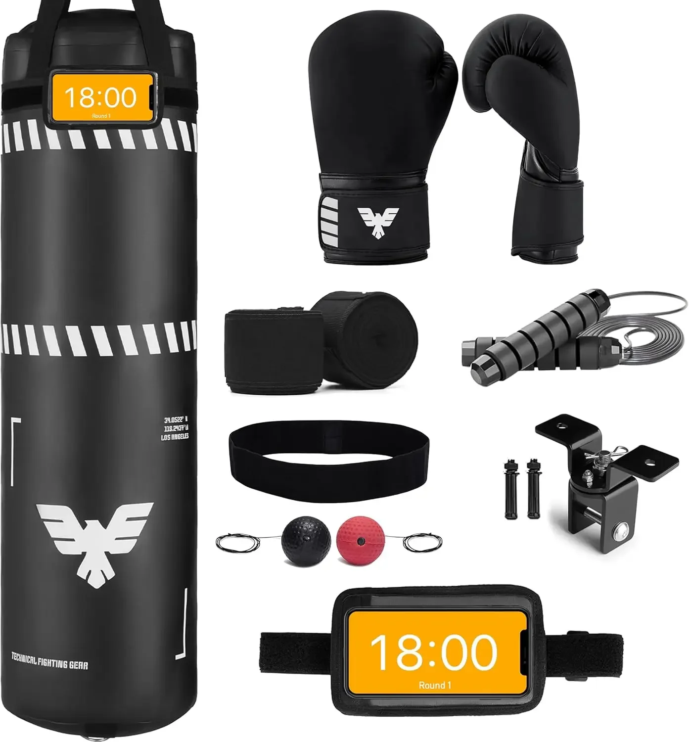 Conjunto de saco de boxe esportivo para adultos, saco de boxe de 4 pés, luvas de 12 onças para boxe, mma, kickboxing, academia em casa, arte marcial (não preenchida)