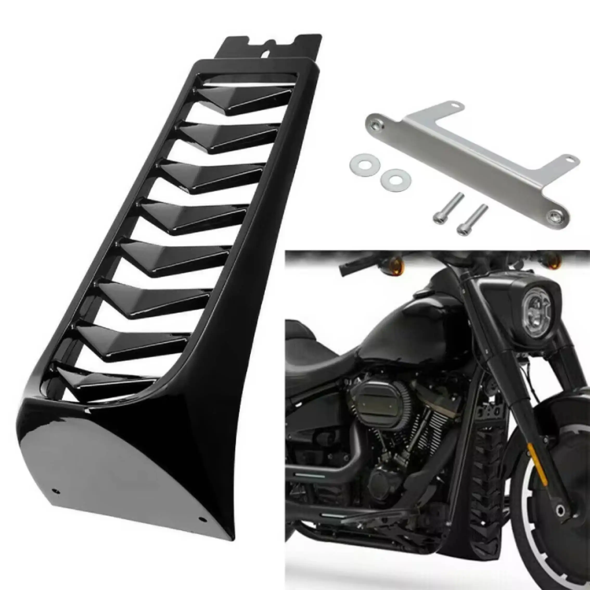 

For Harley Softail Street Bob Breakout Fat Bob 2018-2022 Motorcycle Vivid Black Front Chin Fairing Spoiler Lower Radiator Cover