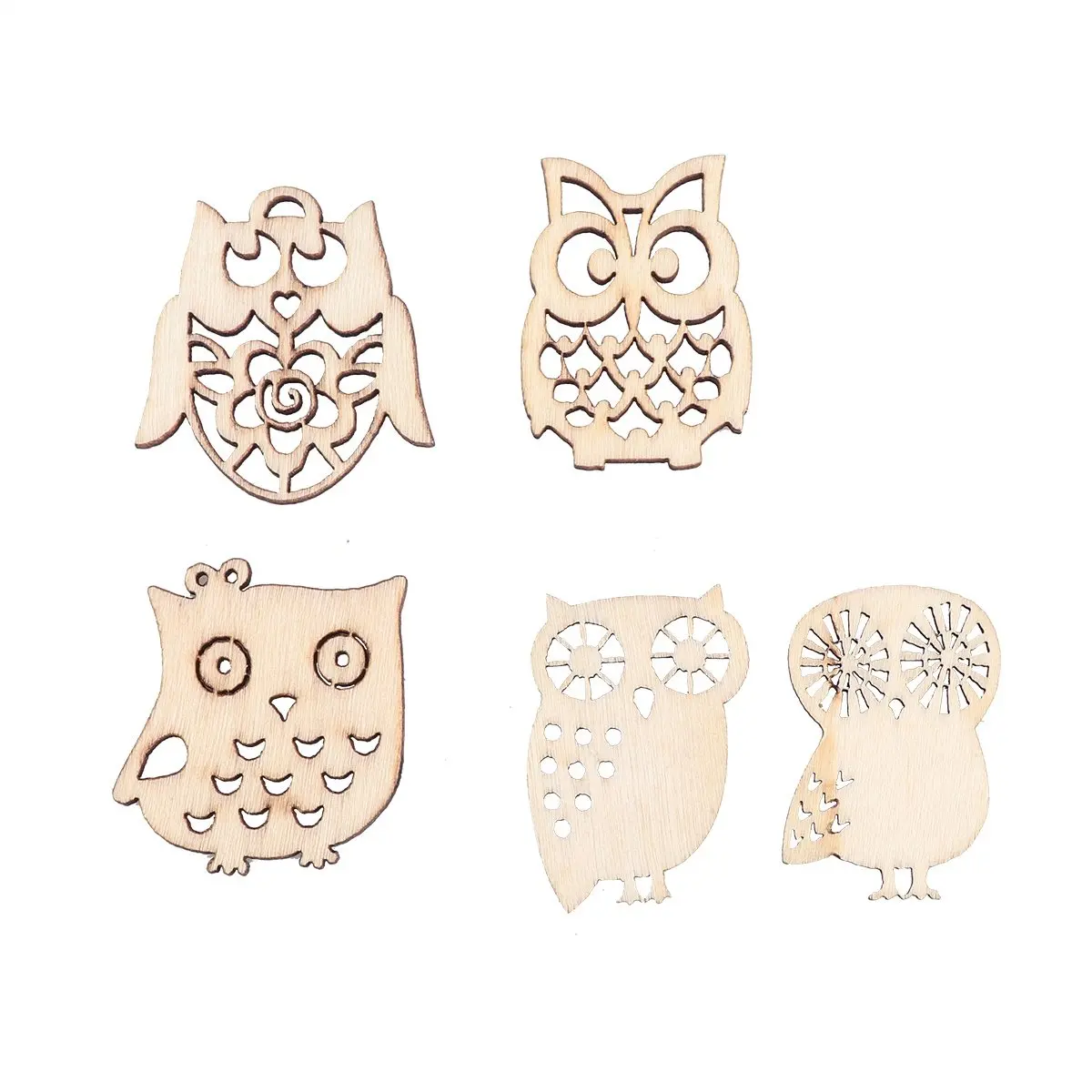 

20Pcs Cat Owl Wood Pieces DIY Natural Texture Craft Set for Home Decor Kids Creative Activity Interior Design Graffiti Game