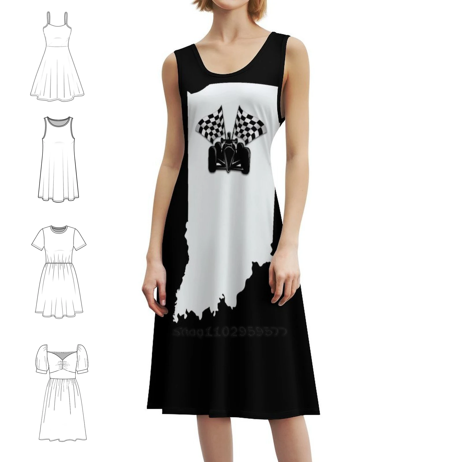 

Графика State Of Indiana Race Day Идеально подходит для Indy Платье в корейском стиле для женщин Элегантное повседневное платье для вечеринки или повседневного использования