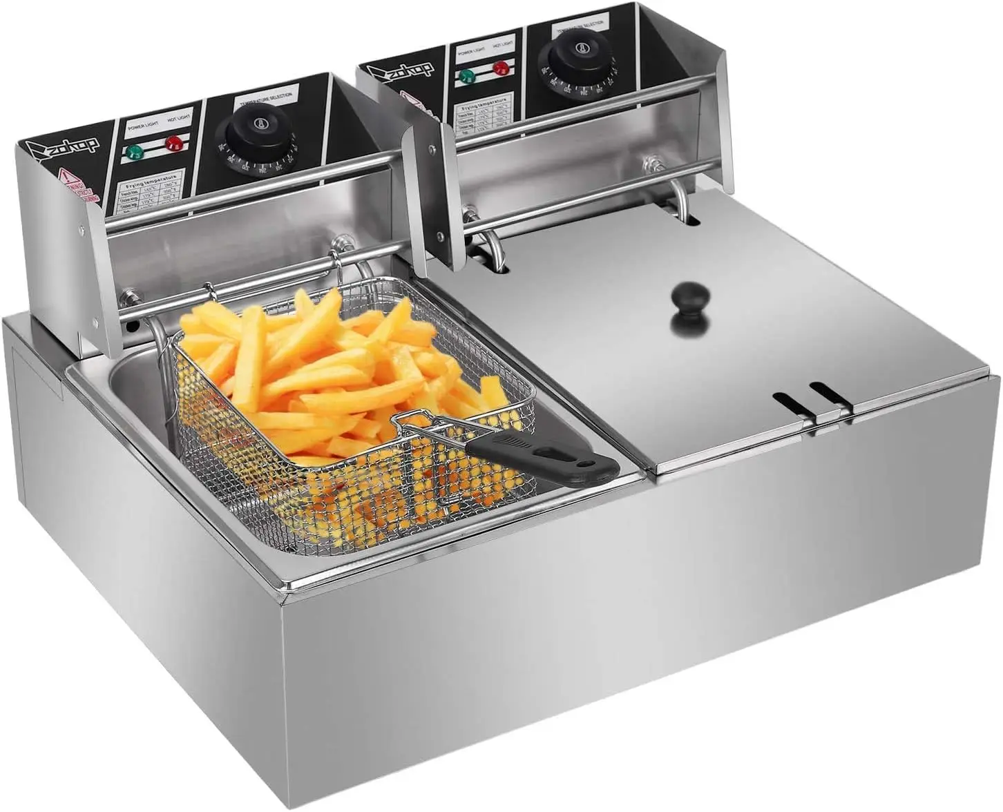 5000W Commercial Deep Fryer, 12L Electric Dual Tank Deep Fryer