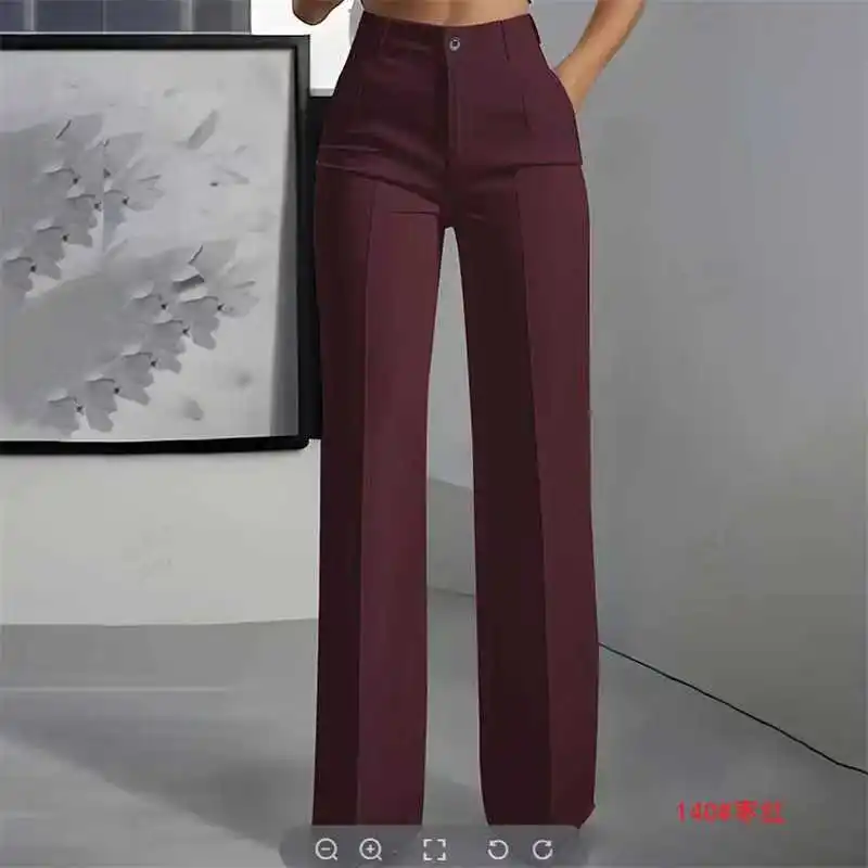 KIDCRKJ Lady Suit Pants Fashion Solid High Waist Straight Long Pants For Women Elegant Office Women Clothing spring Clothes New